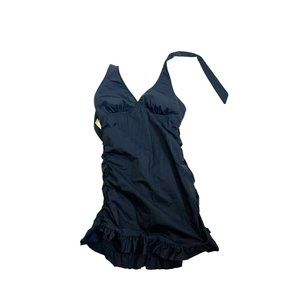 Love Your Assets Sara Blakely Spanx Swim Dress One Piece Suit Halter Black M